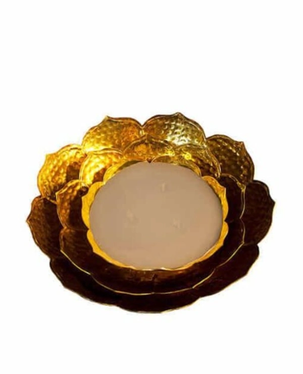 URLI HANDICRAFTS GOLDEN COLOR BOWL FOR FLOATING FLOWER Set of 3 - , Golden, Iron, Set of 3